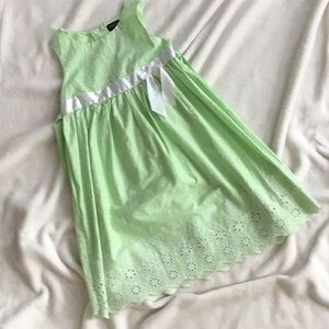 Size 12. Soft lime, polka dot dress. Great for Easter.